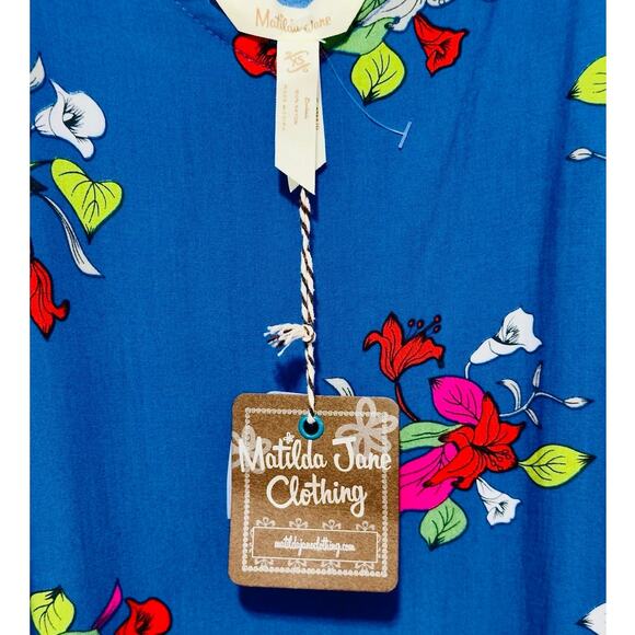 NWT: Matilda Jane - Women's Blue, Floral, Strapless Midi Dress (size XS) - Picture 5 of 7